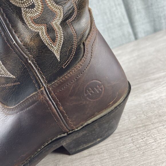 VTG Double H Boots Men\'s 7M Brown Patina Cowboy Western Oil Resistant DH1702 main image 7